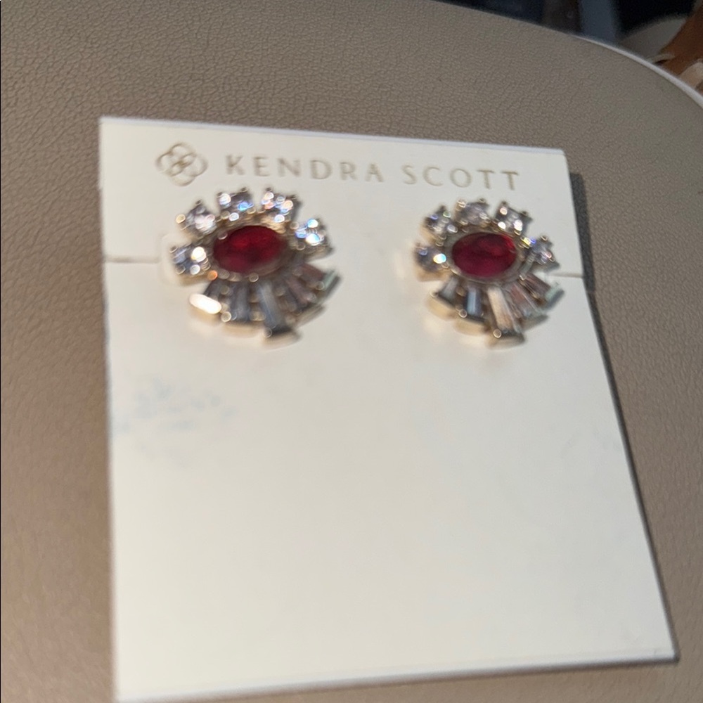 Kendra Scott Ruby Red Earrings Centered Betw. Rou… - image 2